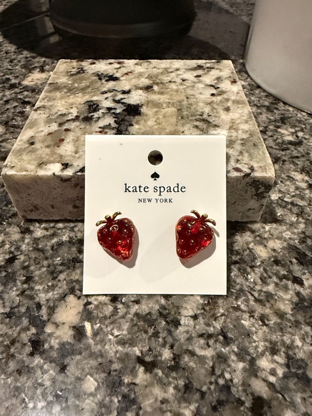 kate spade Red Strawberry Enamel Stud Earrings with Gold-Tone Leaves